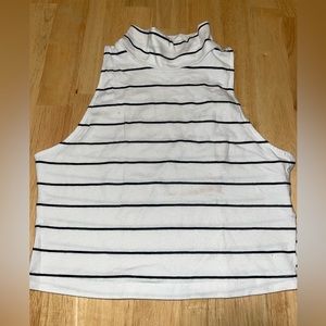 White and black striped crop top
